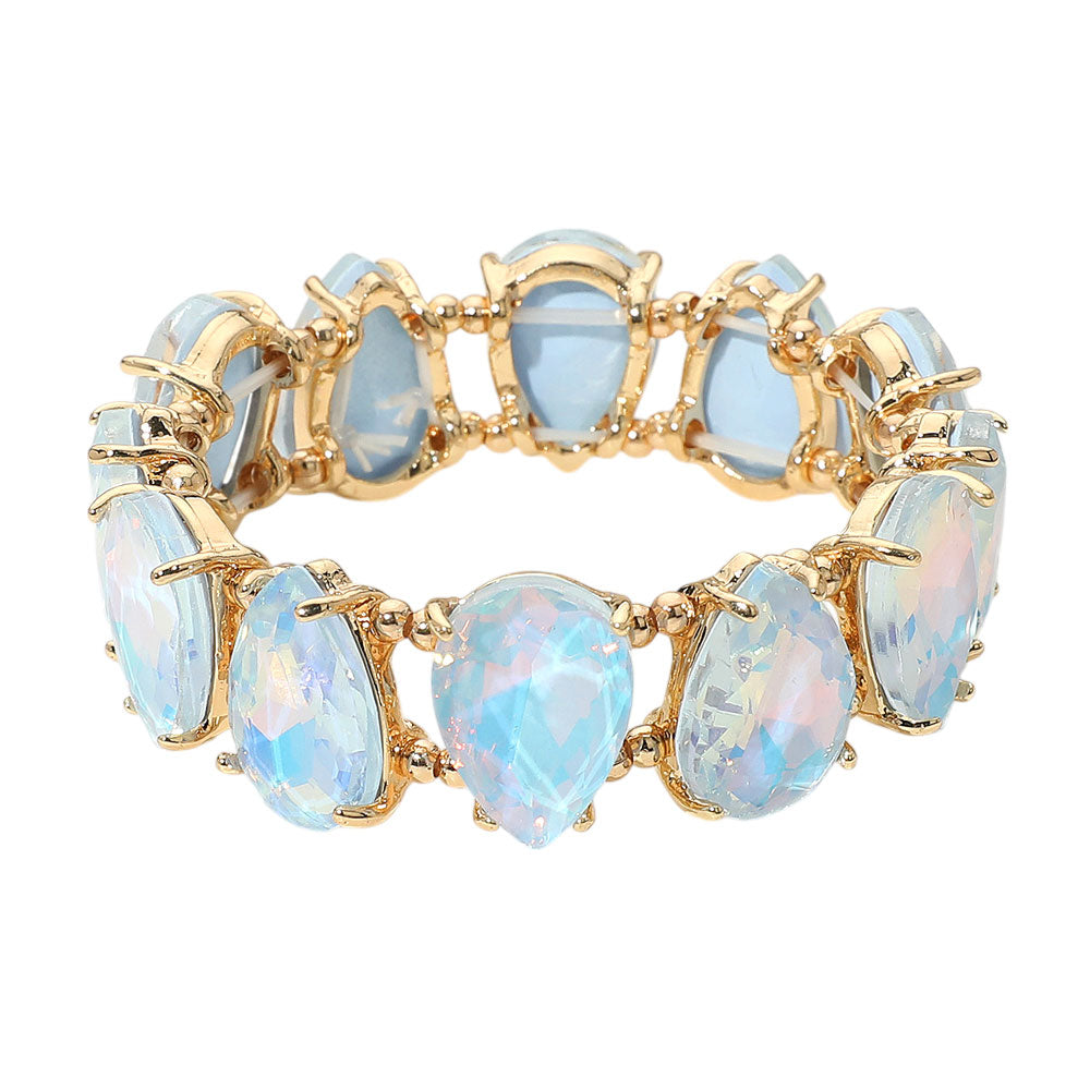 iLLASPARKZ Teardrop Glass Stone Cluster Stretch Evening Bracelet