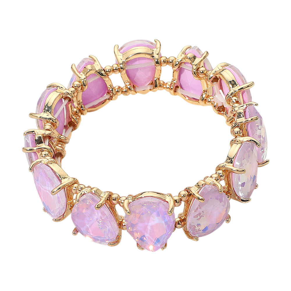 iLLASPARKZ Teardrop Glass Stone Cluster Stretch Evening Bracelet
