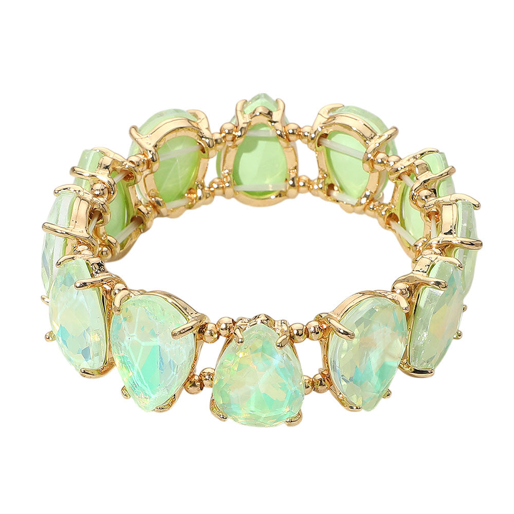 iLLASPARKZ Teardrop Glass Stone Cluster Stretch Evening Bracelet
