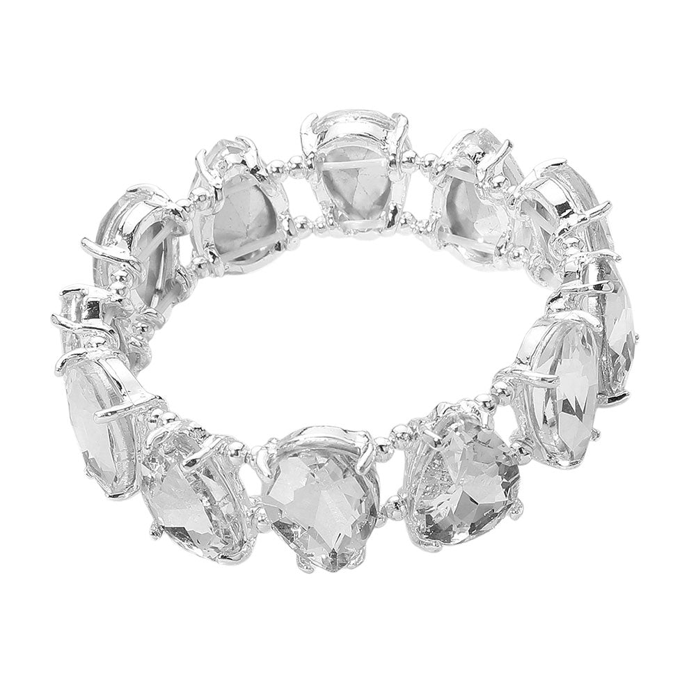 iLLASPARKZ Teardrop Glass Stone Cluster Stretch Evening Bracelet