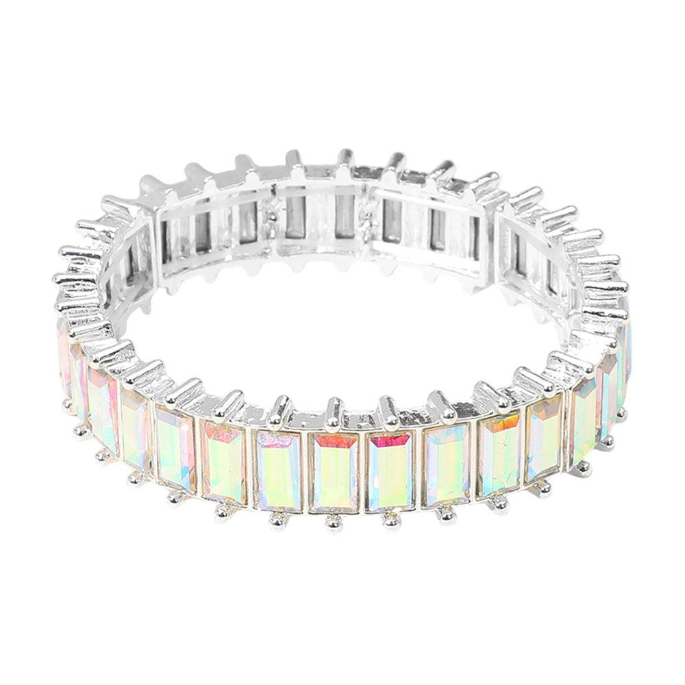 iLLASPARKZ Baguette Stone Cluster Beaded Stretch Evening Bracelet