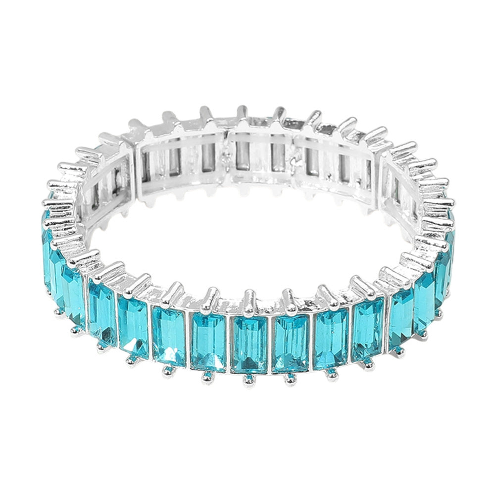 iLLASPARKZ Baguette Stone Cluster Beaded Stretch Evening Bracelet