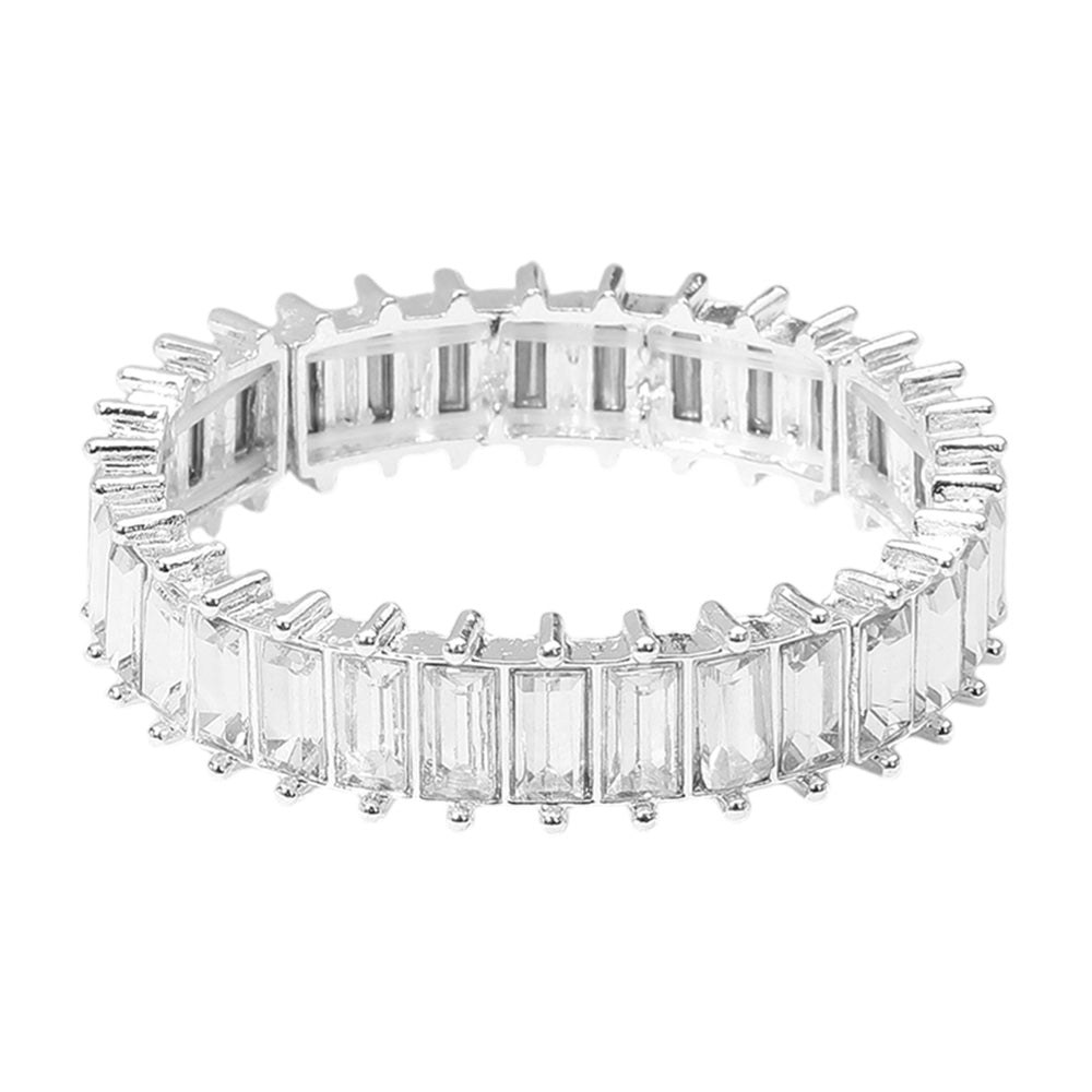 iLLASPARKZ Baguette Stone Cluster Beaded Stretch Evening Bracelet