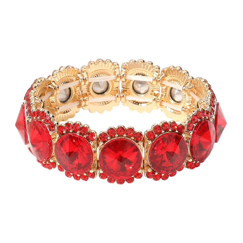 iLLASPARKZ Round Glass Stone Cluster Stretch Evening Bracelet