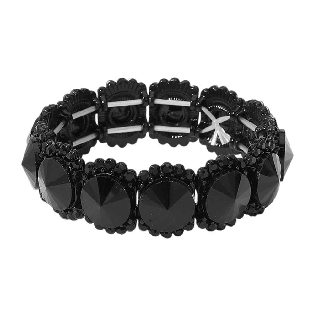 iLLASPARKZ Round Glass Stone Cluster Stretch Evening Bracelet