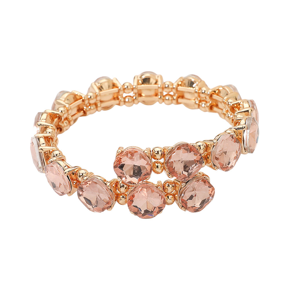 iLLASPARKZ Square Stone Cluster Link Adjustable Evening Bracelet