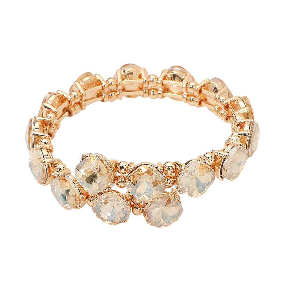 iLLASPARKZ Square Stone Cluster Link Adjustable Evening Bracelet