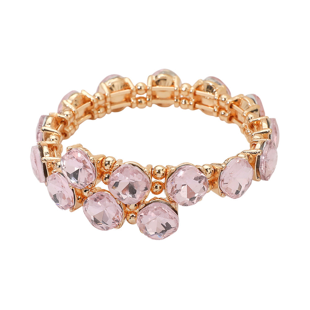 iLLASPARKZ Square Stone Cluster Link Adjustable Evening Bracelet