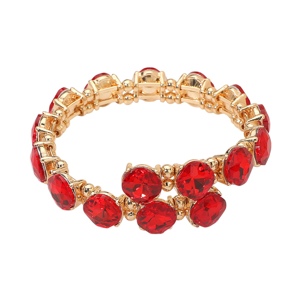 iLLASPARKZ Square Stone Cluster Link Adjustable Evening Bracelet