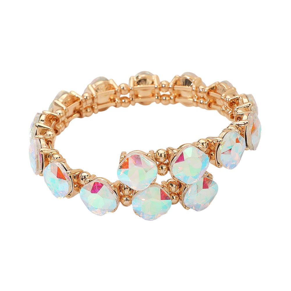 iLLASPARKZ Square Stone Cluster Link Adjustable Evening Bracelet