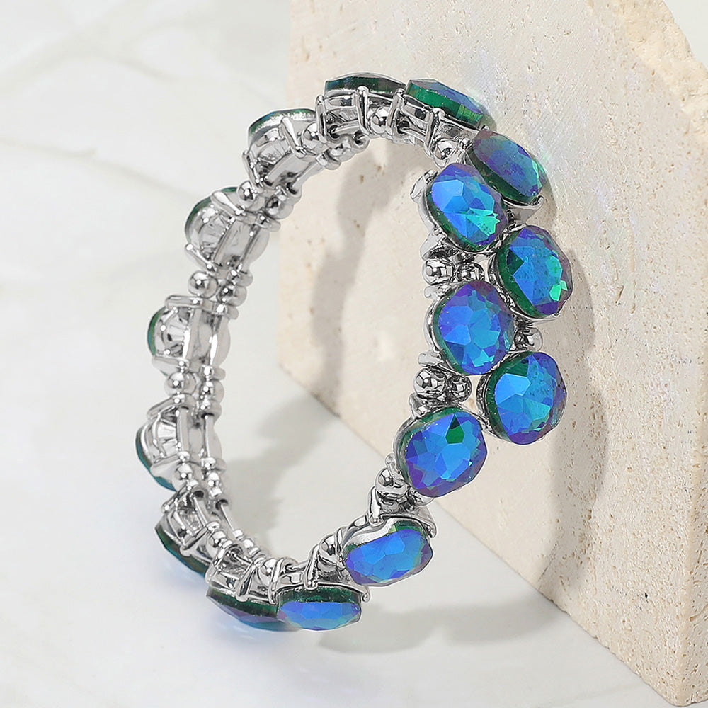 iLLASPARKZ Square Stone Cluster Link Adjustable Evening Bracelet