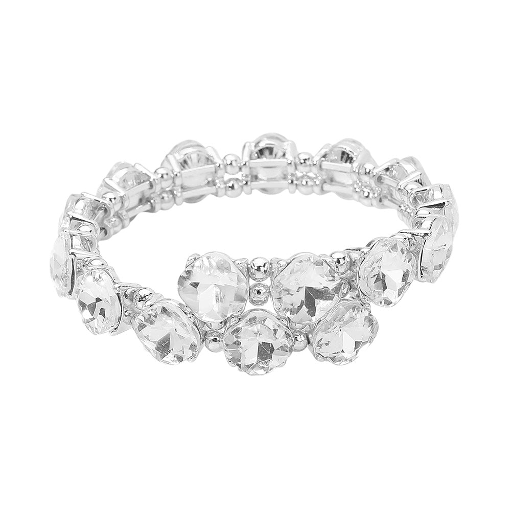 iLLASPARKZ Square Stone Cluster Link Adjustable Evening Bracelet