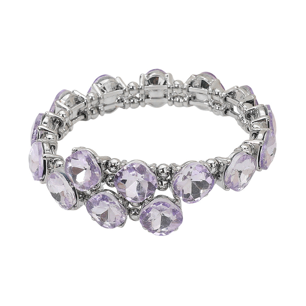 iLLASPARKZ Square Stone Cluster Link Adjustable Evening Bracelet