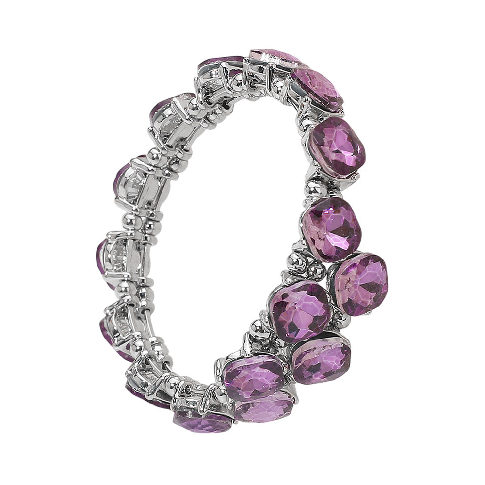 iLLASPARKZ Square Stone Cluster Link Adjustable Evening Bracelet