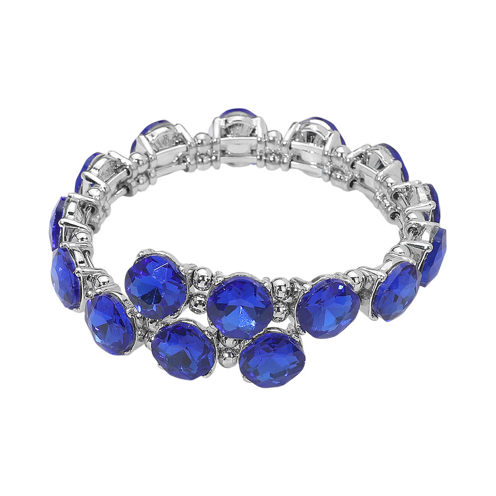 iLLASPARKZ Square Stone Cluster Link Adjustable Evening Bracelet