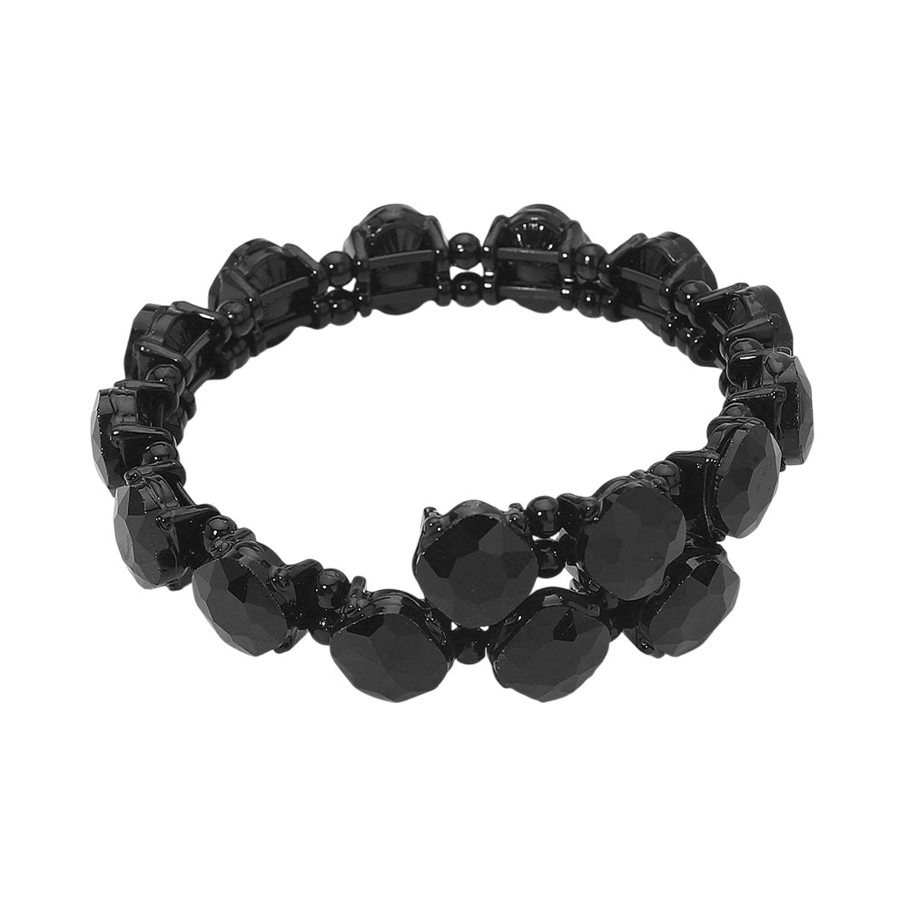 iLLASPARKZ Square Stone Cluster Link Adjustable Evening Bracelet