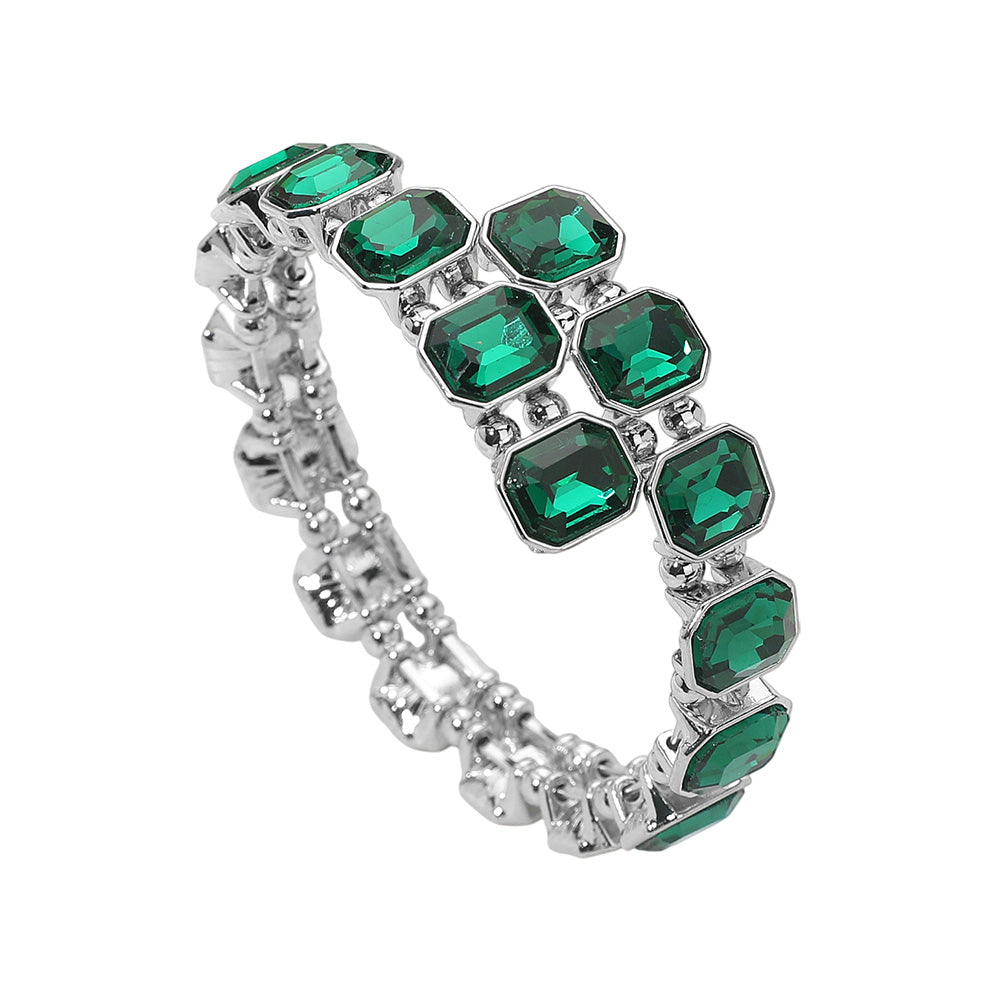 iLLASPARKZ Rectangle Stone Cluster Link Adjustable Evening Bracelet