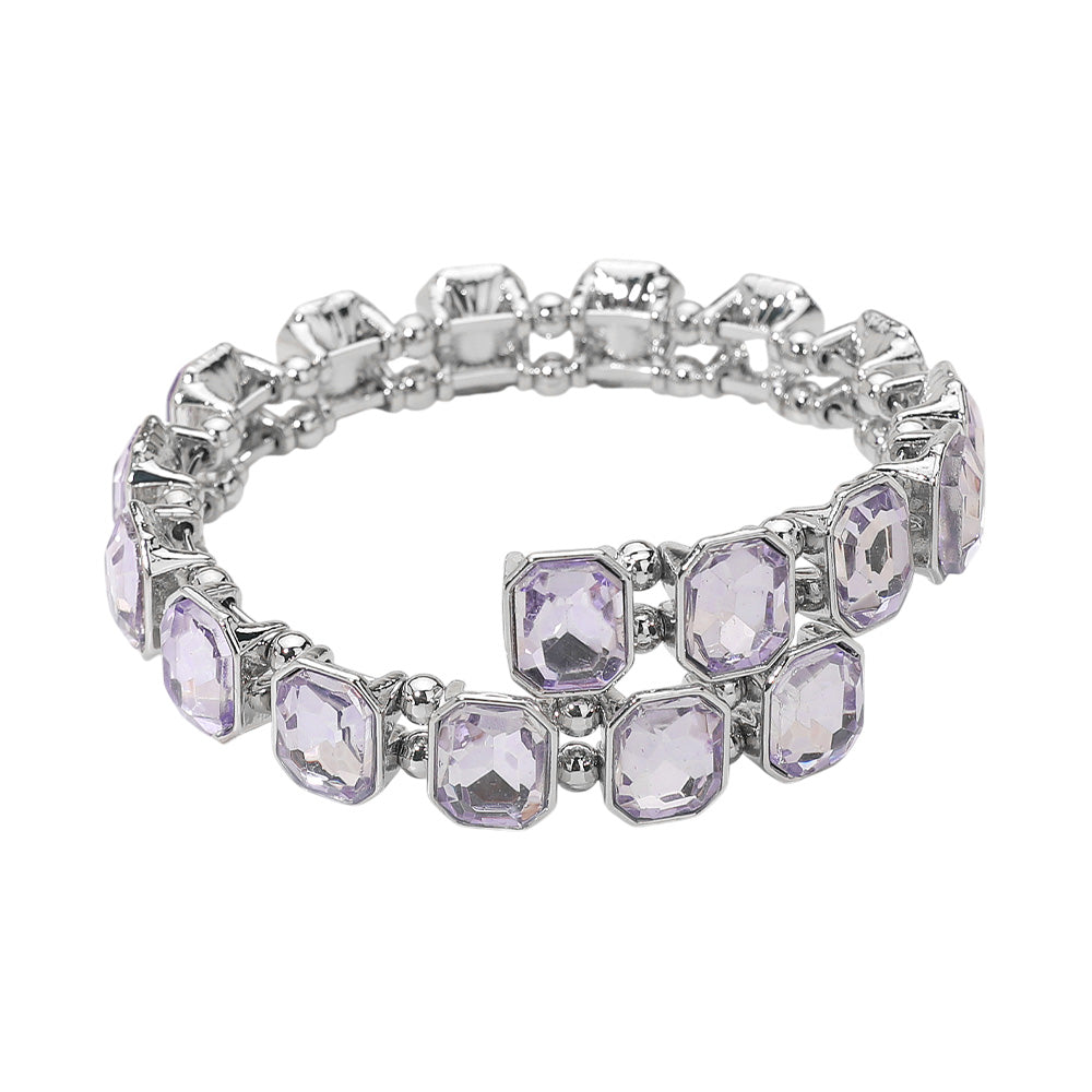 iLLASPARKZ Rectangle Stone Cluster Link Adjustable Evening Bracelet