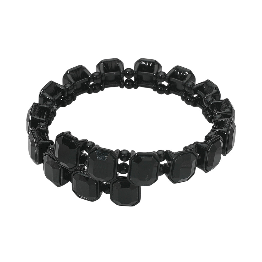 iLLASPARKZ Rectangle Stone Cluster Link Adjustable Evening Bracelet