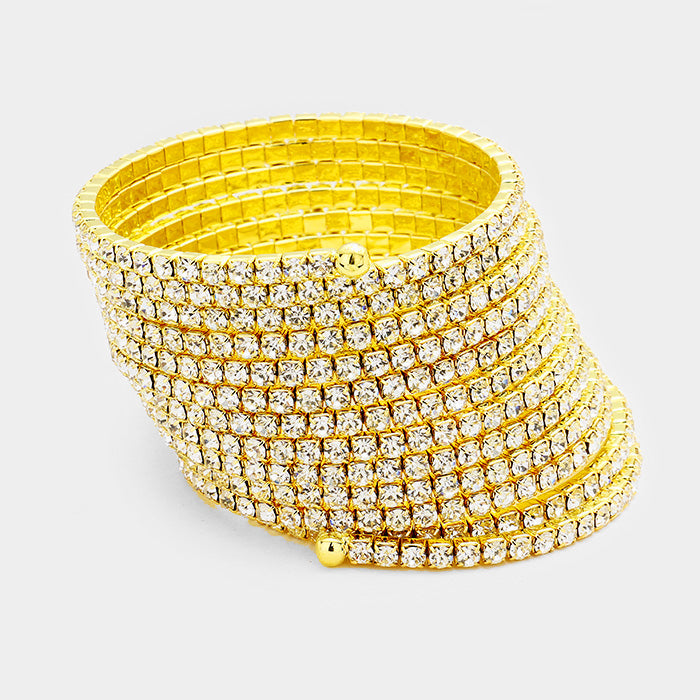 iLLASPARKZ 12Lines Crystal Rhinestone Coil Evening Bracelet