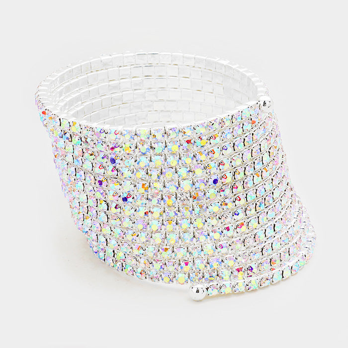 iLLASPARKZ 12Lines Crystal Rhinestone Coil Evening Bracelet