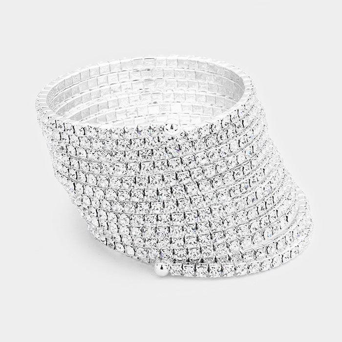 iLLASPARKZ 12Lines Crystal Rhinestone Coil Evening Bracelet