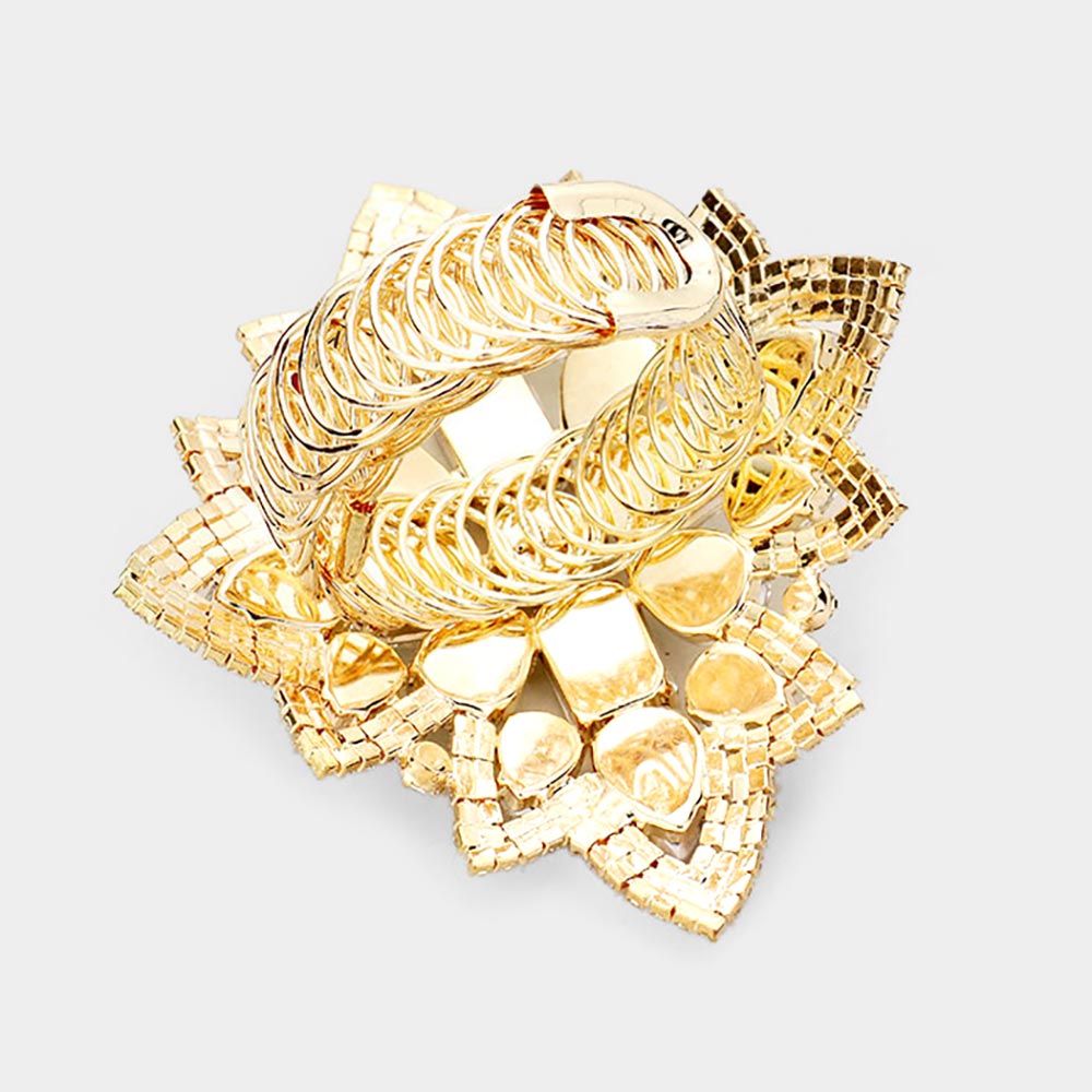 iLLASPARKZ Oversized Crystal Cluster Pave Trim Evening Bracelet