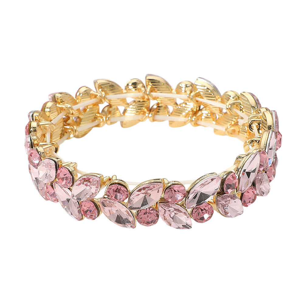 iLLASPARKZ Round Marquise Stone Cluster Stretch Evening Bracelet
