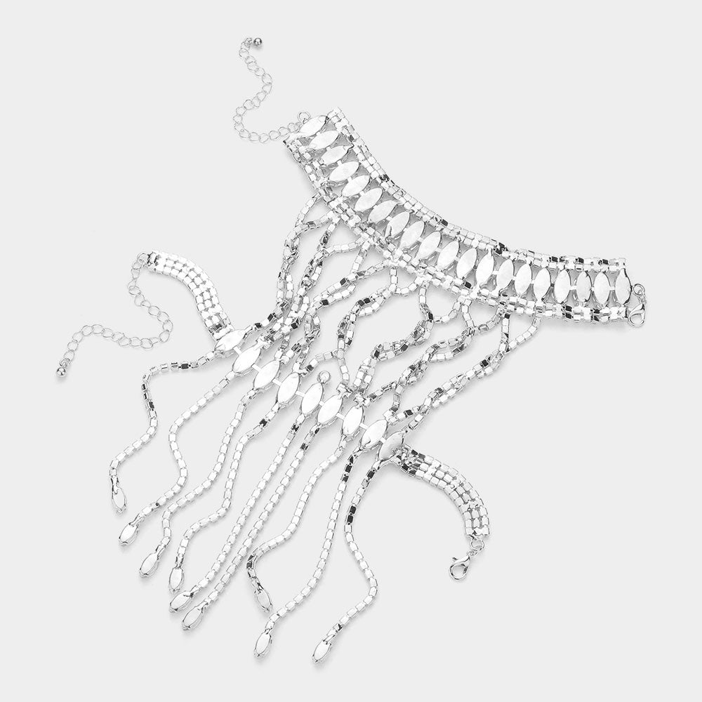 iLLASPARKZ Marquise Stone Cluster Embellished Rhinestone Paved Hand Chain Evening Bracelet