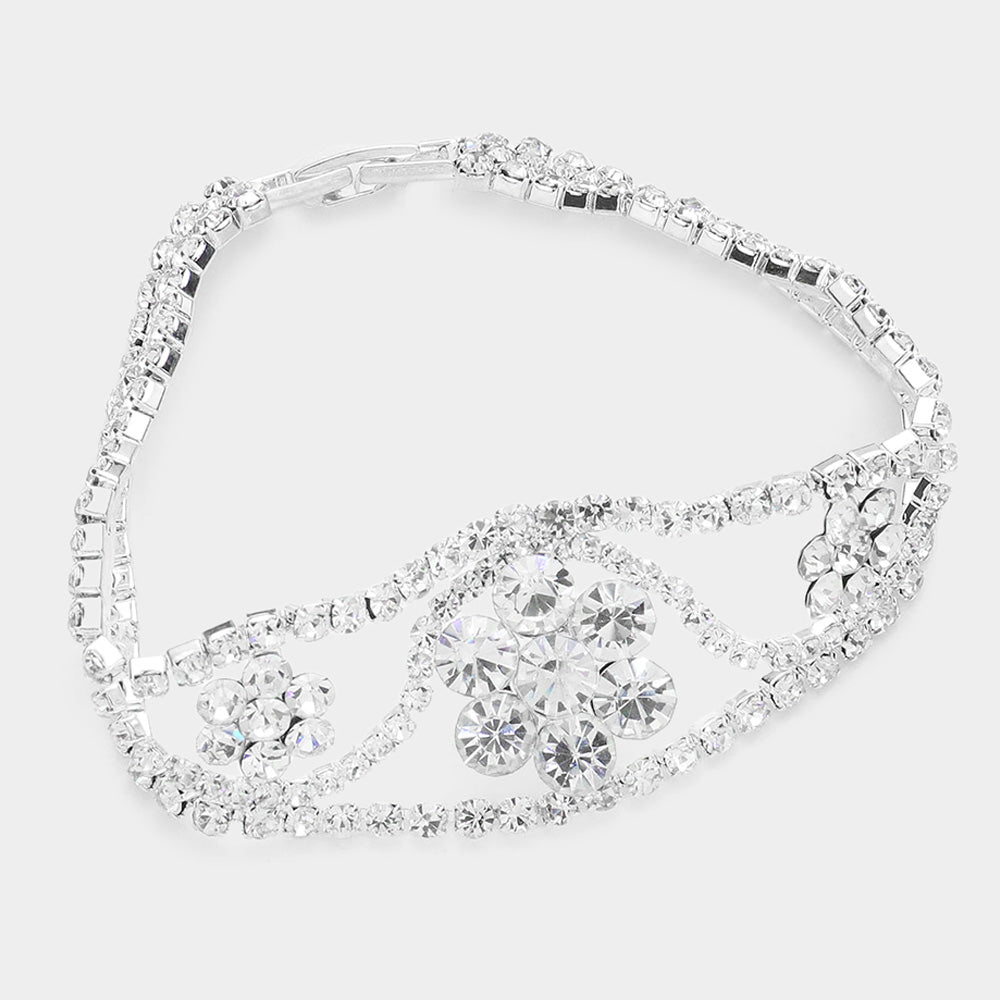 iLLASPARKZ Floral Rhinestone Evening Bracelet
