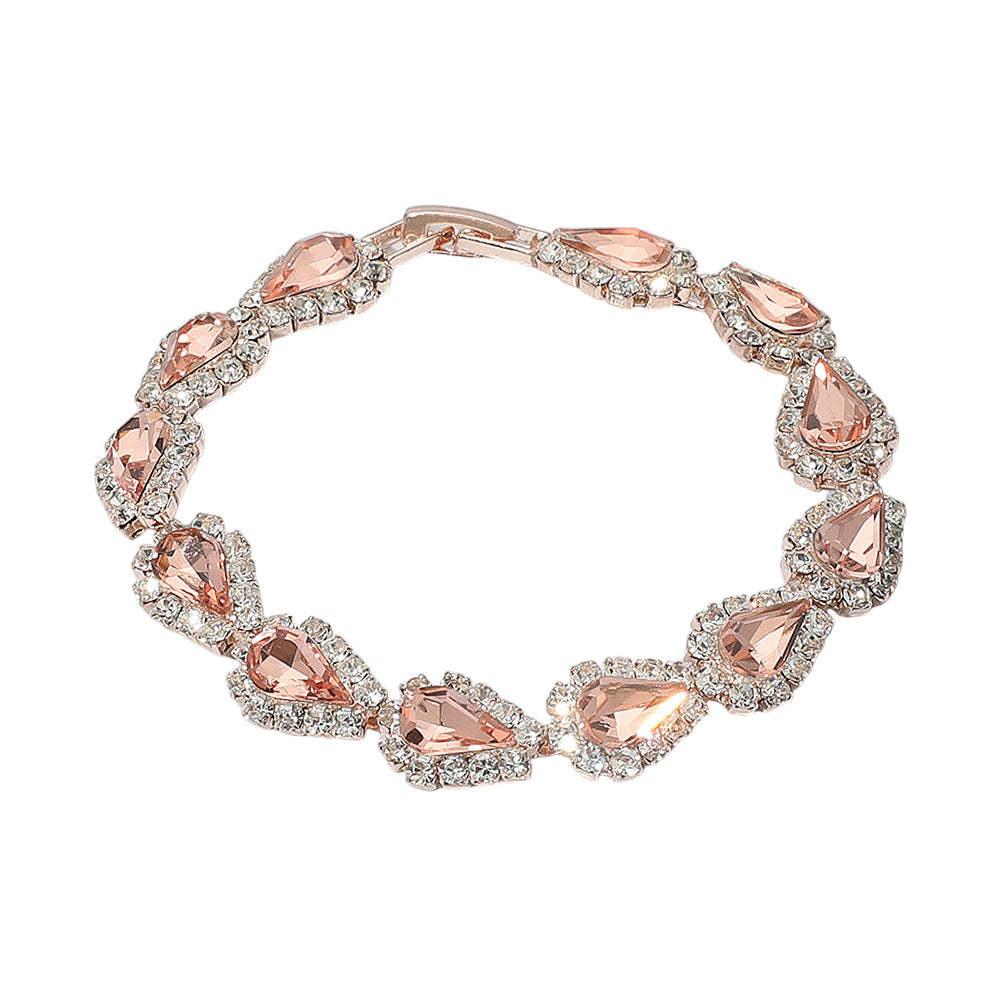 iLLASPARKZ Teardrop Rhinestone Link Evening Bracelet