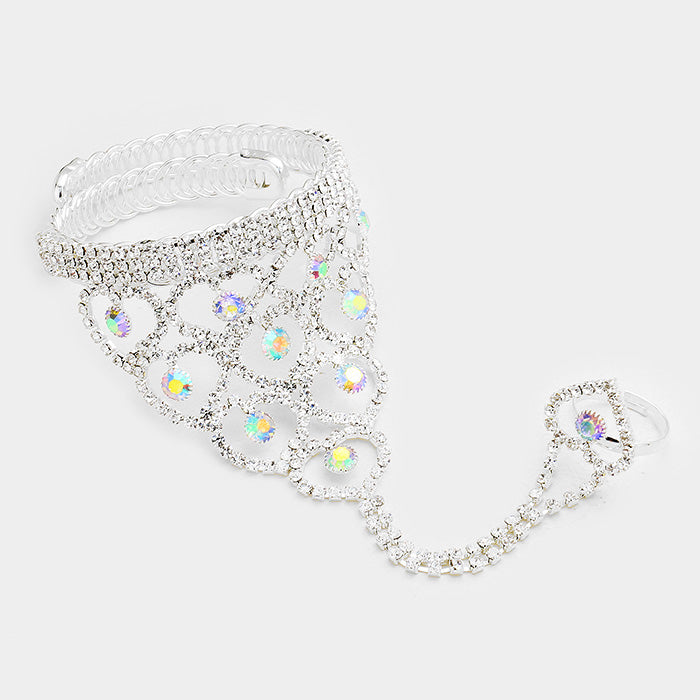iLLASPARKZ Marquise Crystal Rhinestone Net Hand Chain Cuff Bracelet
