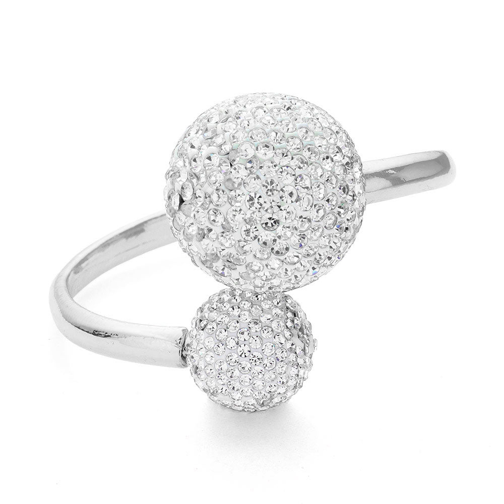 iLLASPARKZ Rhinestone Embellished Double Ball Hinged Evening Bracelet