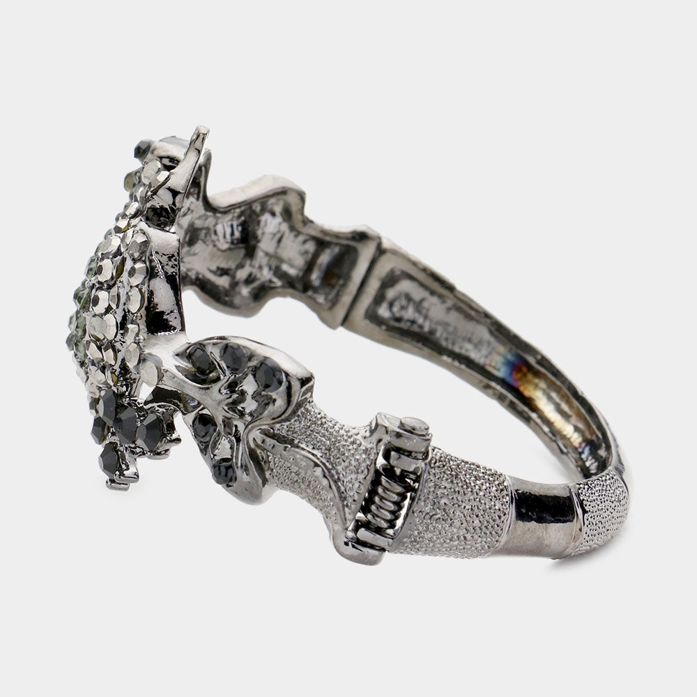 iLLASPARKZ Rhinestone Embellished Metal Frog Hinged Evening Bracelet