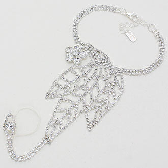 iLLASPARKZ Crystal Rhinestone Leaf Bracelet/ Hand Chain