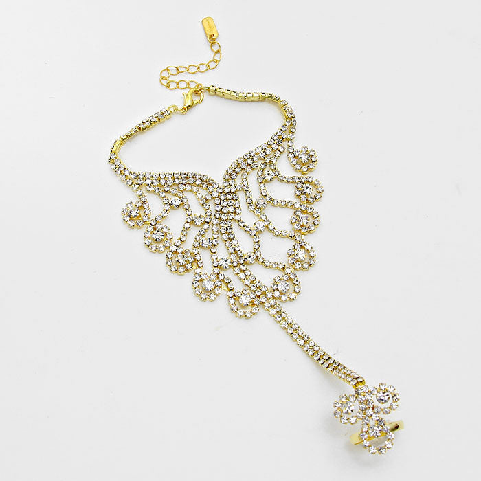 iLLASPARKZ Floral Rhinestone Hand Chain
