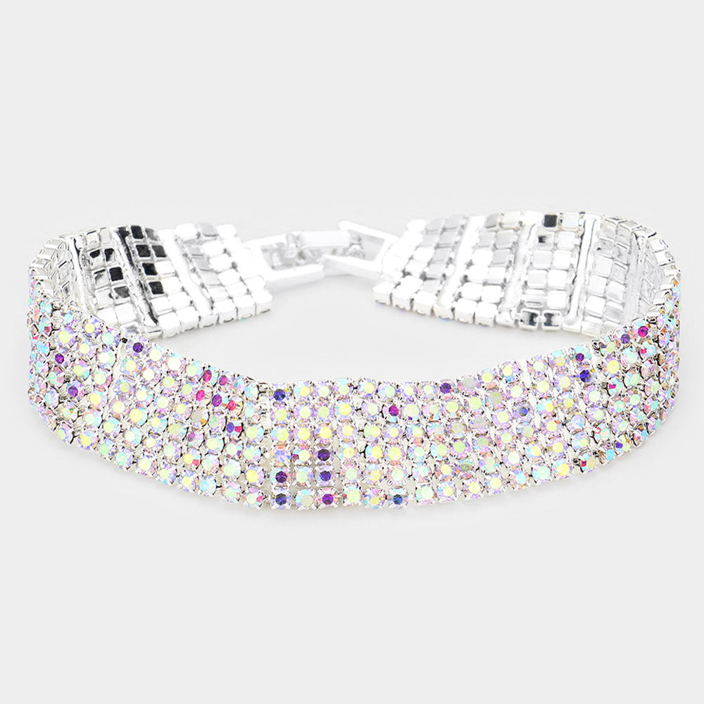 iLLASPARKZ 6Rows Rhinestone Evening Bracelet