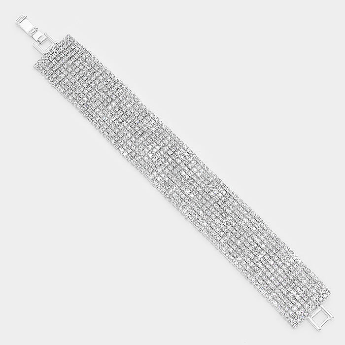 iLLASPARKZ 10Rows Rhinestone Evening Bracelet