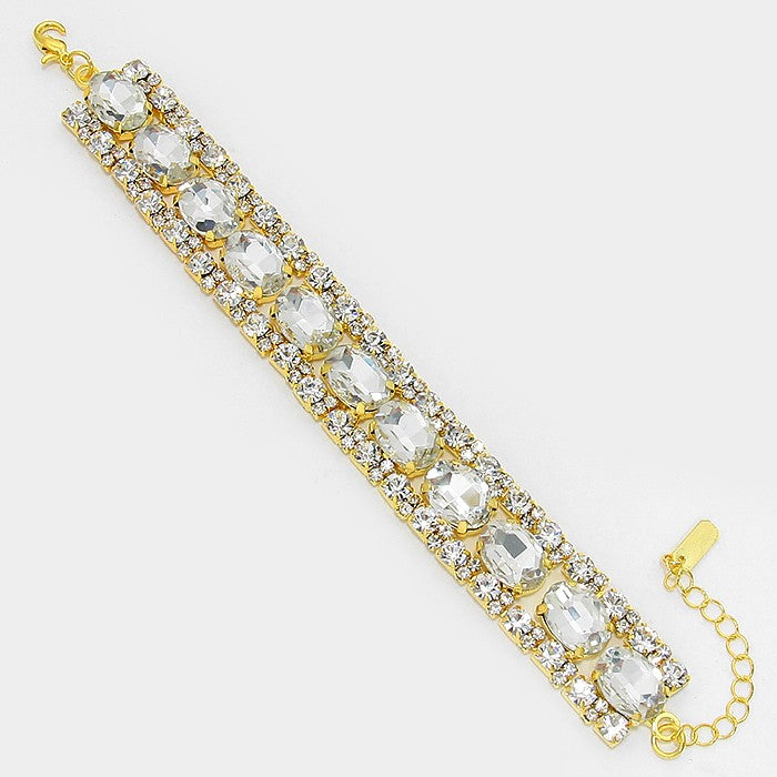 iLLASPARKZ Oval Crystal Rhinestone Evening Bracelet