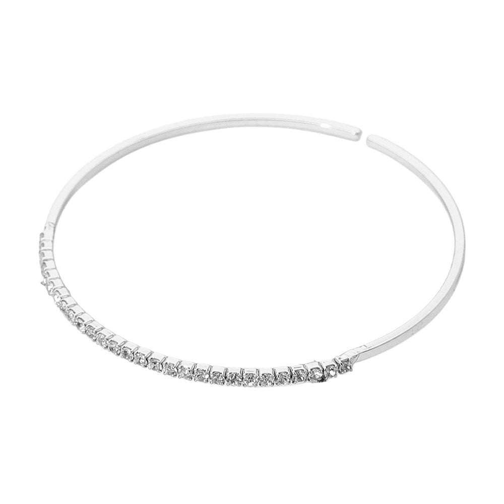 iLLASPARKZ One Row Rhinestone Paved Bar Accent Adjustable Bangle Evening Bracelet