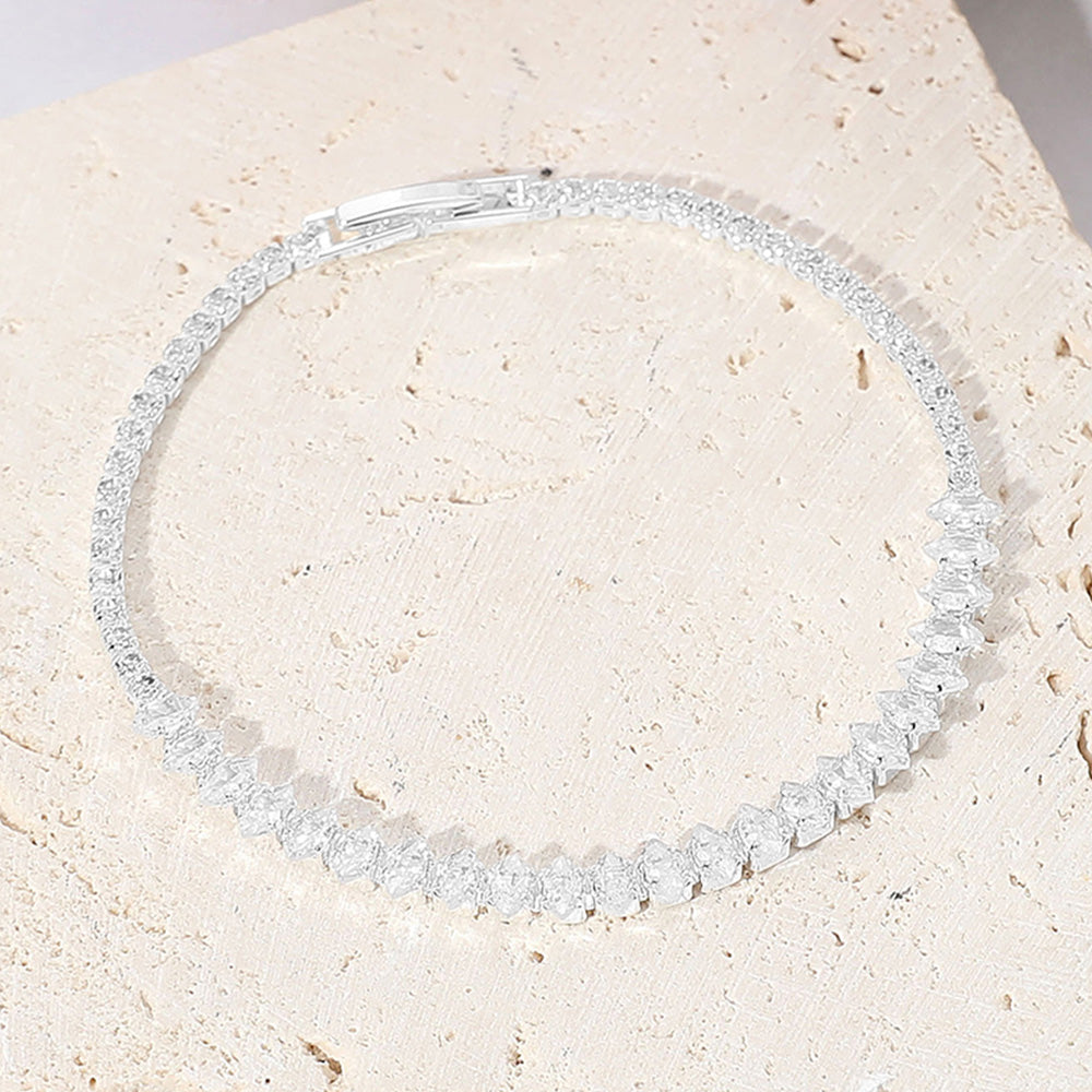 iLLASPARKZ Marquise CZ Stone Cluster Tennis Chain Evening Bracelet