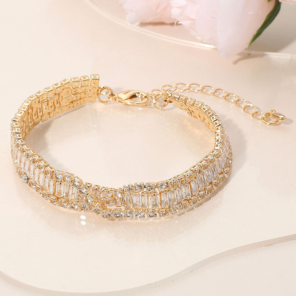 iLLASPARKZ Baguette CZ Stone Embellished Evening Bracelet