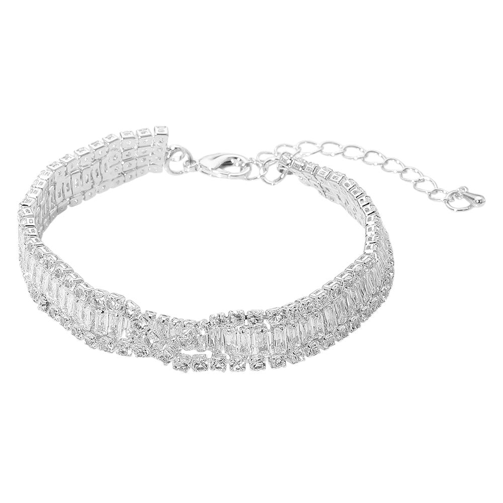 iLLASPARKZ Baguette CZ Stone Embellished Evening Bracelet