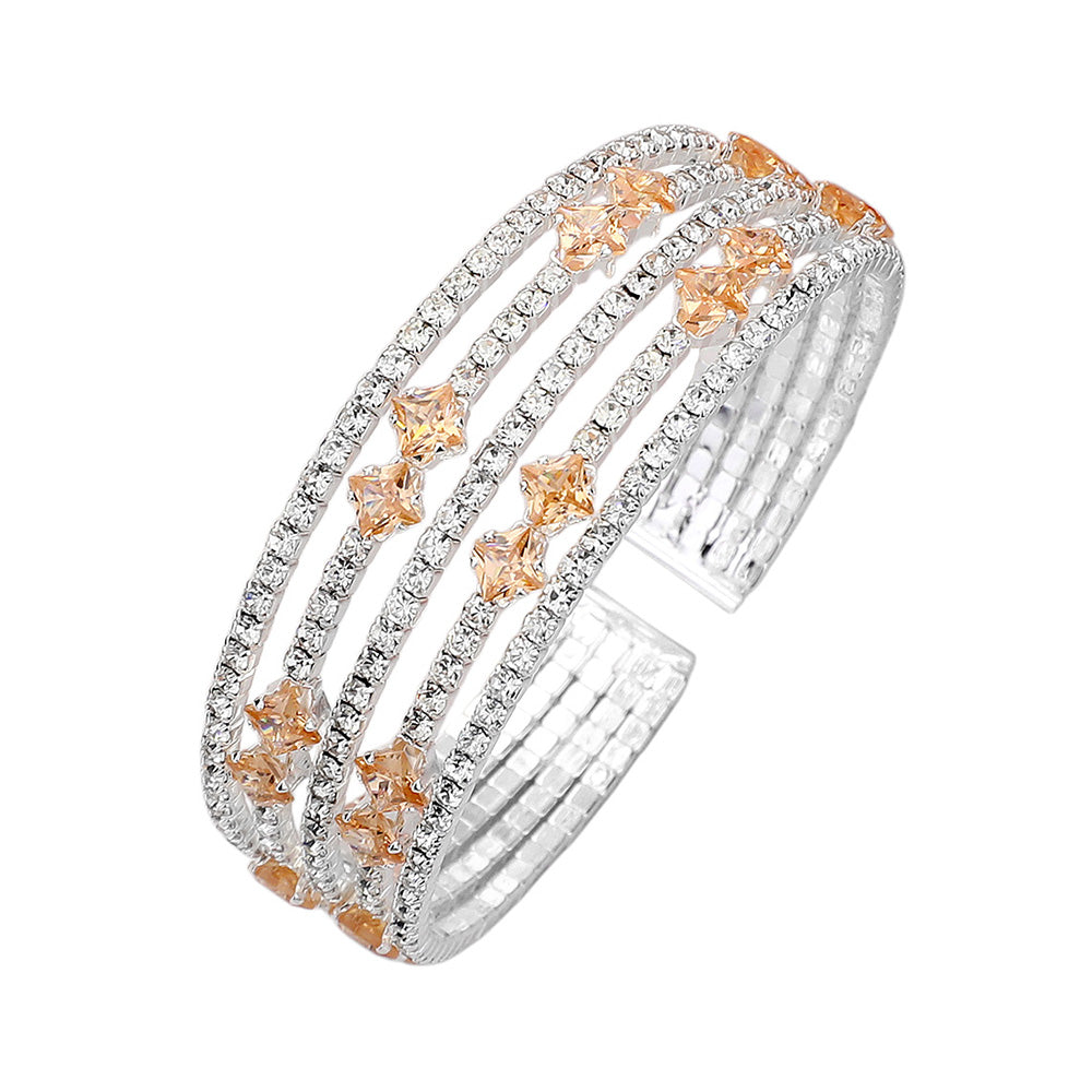 iLLASPARKZ Square Cut CZ Stone Accented Evening Bracelet