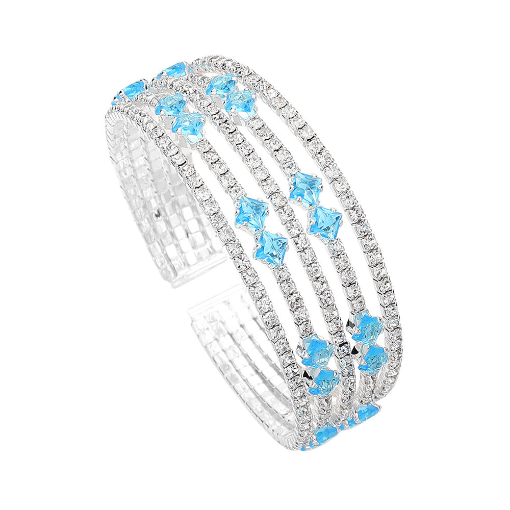iLLASPARKZ Square Cut CZ Stone Accented Evening Bracelet