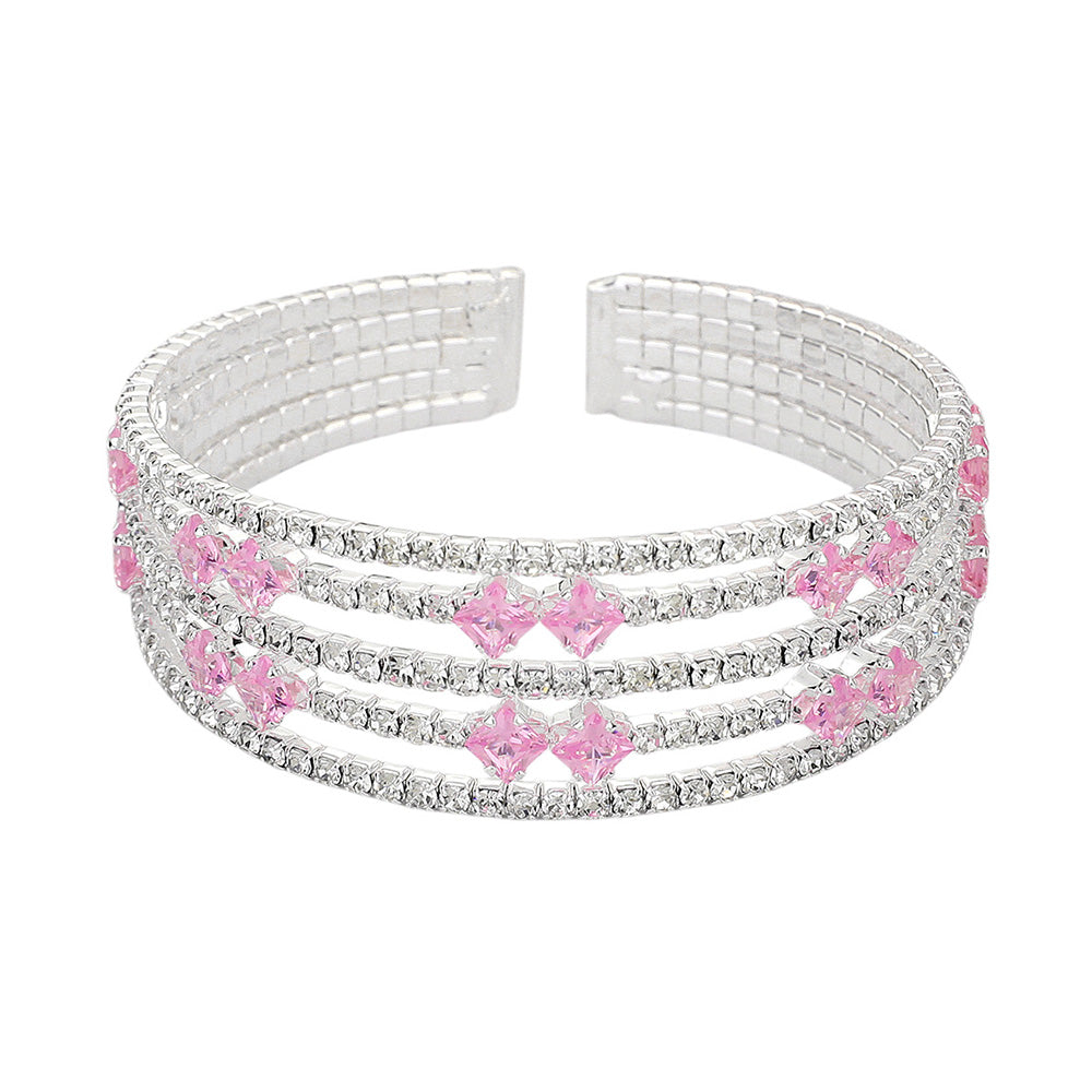iLLASPARKZ Square Cut CZ Stone Accented Evening Bracelet