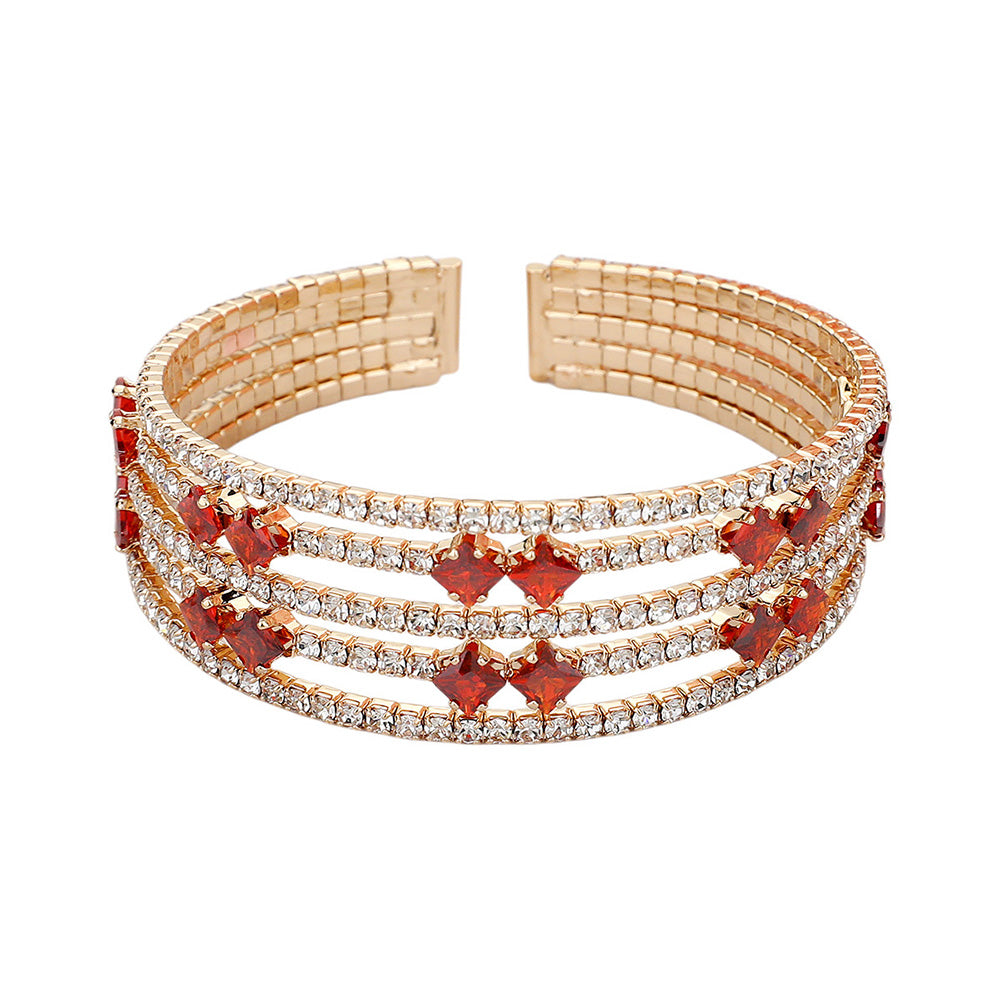 iLLASPARKZ Square Cut CZ Stone Accented Evening Bracelet