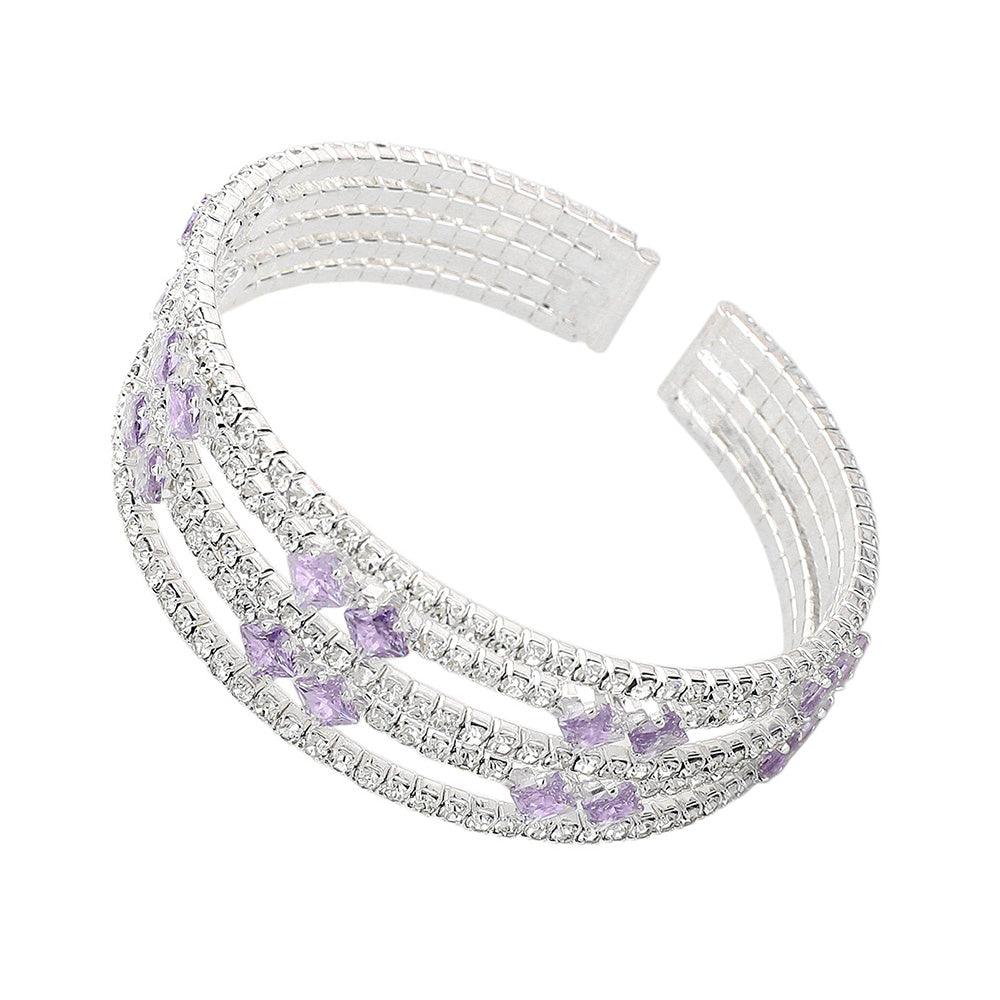 iLLASPARKZ Square Cut CZ Stone Accented Evening Bracelet