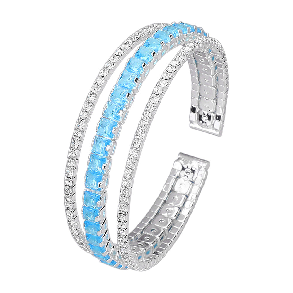 iLLASPARKZ Square Cut CZ Stone Accented Split Evening Bracelet