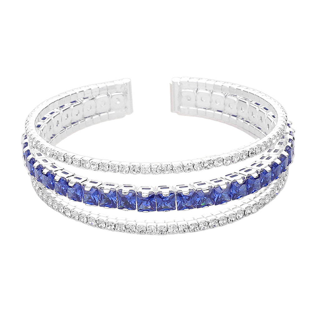 iLLASPARKZ Square Cut CZ Stone Accented Split Evening Bracelet